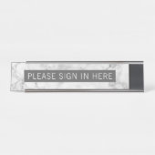 Eine Textzeile - Grauweißer Marmor Schreibtischnamensplakette (Vorderseite )