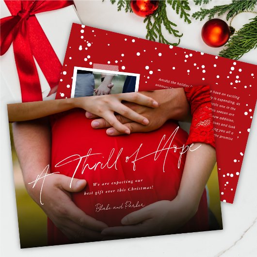 Eine Thrill-Foto-Schwangerschaftsankündigung Feiertagskarte