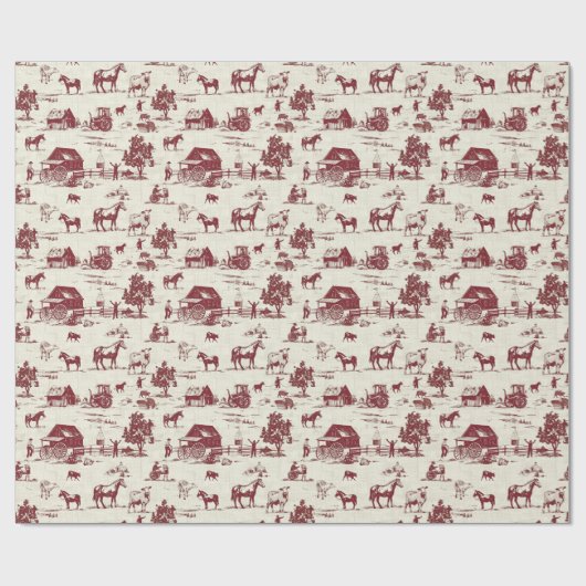Eine Tierlandschaft mit Rot-und-Creme-Toile Geschenkpapier (Flach)