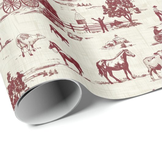 Eine Tierlandschaft mit Rot-und-Creme-Toile Geschenkpapier (Rolleneckpunkt)