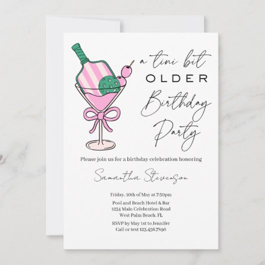 Eine Tini-Bit-ältere Pickleball-Themenparty zum Ge Einladung (Vorderseite)