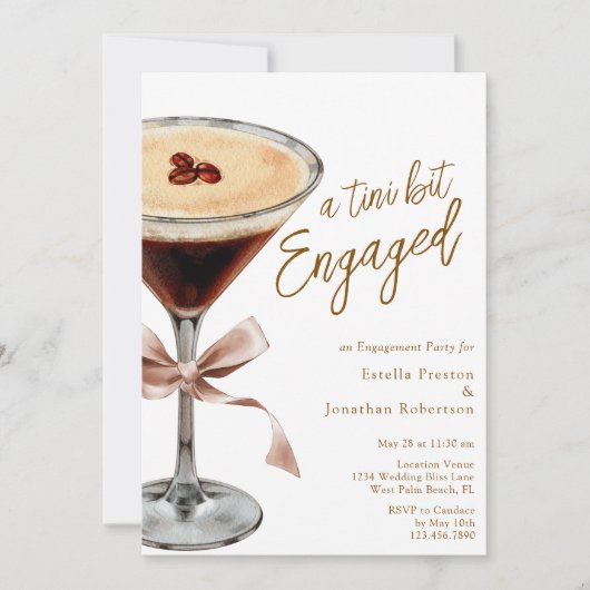 Eine Tini-Bit-Verlobte Mocha Martini-Engagement-Pa Einladung (Vorderseite)
