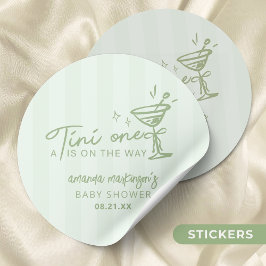 Eine Tini-One-Babydusche mit grüner Hand Runder Aufkleber
