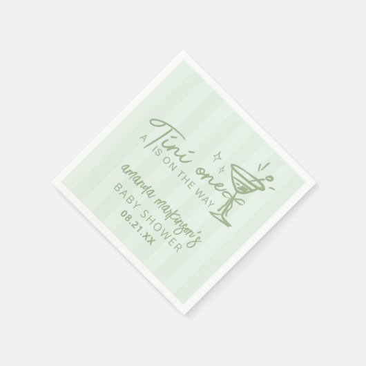 Eine Tini-One-Babydusche mit grüner Hand Serviette (Ecke)