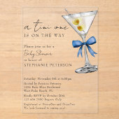 Eine Tini One einfache Minimal Blue Martini Babydu Acryleinladungen (Vorderseite)