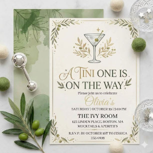 Eine Tini One ist auf dem Weg Baby-Party Einladung