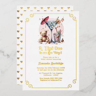 Eine Tini One ist auf dem Weg Baby Shower Folieneinladung