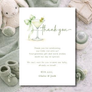 Eine Tini One Martini Baby Shower Elegant Dankeskarte