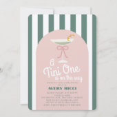 Eine Tini One Martini Pink Ribbon Girl Babydusche Einladung (Vorderseite)