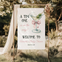 Eine Tini One Martini Rosa Schleife Baby Shower Be
