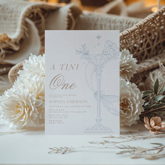 Eine Tini One moderne Babydusche an der Küste Einladung