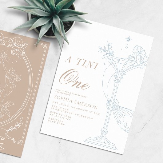 Eine Tini One moderne Babydusche an der Küste Einladung