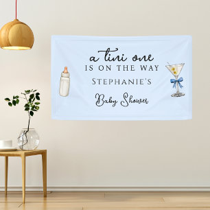 Eine Tini One One The Way Blue Martini Baby Shower Banner