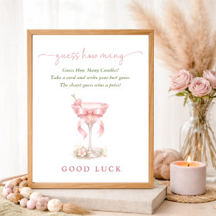 Eine Tini One Pink Baby Shower Spiel Errate wie vi Poster