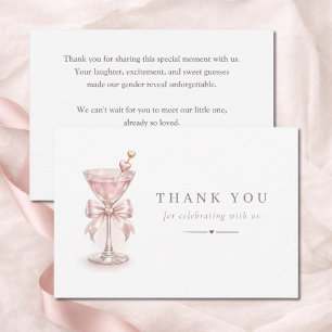 Eine Tini One Pink Martini Mädchen Baby-Party Dankeskarte