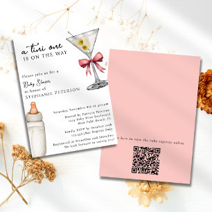 Eine Tini One Pink Martini QR Code Babyparty Einladung