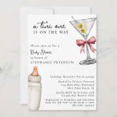 Eine Tini One Pink Martini QR Code Babyparty Einladung (Vorderseite)