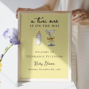 Eine Tini One Yellow Background Martini Baby Showe Poster