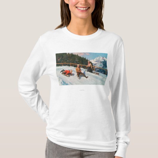 Eine toboggan-Sledding Szene T-Shirt (Vorderseite)