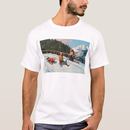 Eine toboggan-Sledding Szene T-Shirt (Vorderseite)