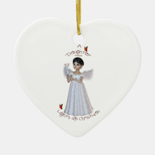 Eine Tochter leuchtet Weihnachten Keramik Ornament
