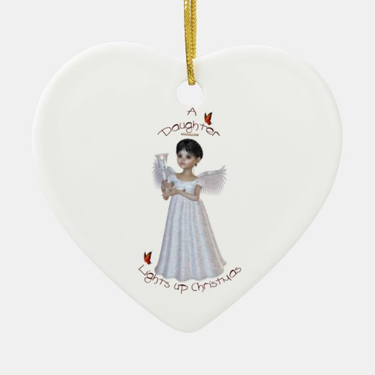 Eine Tochter leuchtet Weihnachten Keramik Ornament (Vorne)