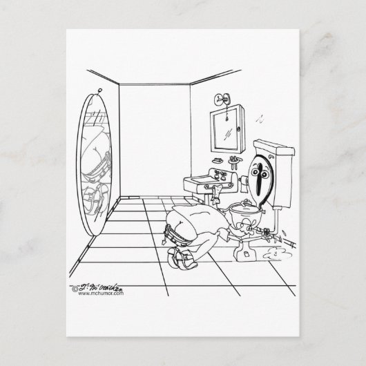 Eine Toilette, die von einem Hintern umrahmt ist Postkarte (Vorderseite)