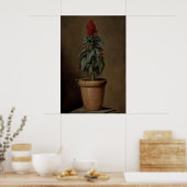 Eine Topfpflanze Blumen Stillleben, Dunkle Botanik Poster (Küche)