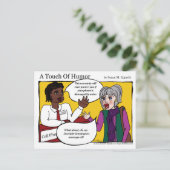 "Eine Touch des Spaßes" Comic zur Handymassage Postkarte (Stehend Vorderseite)