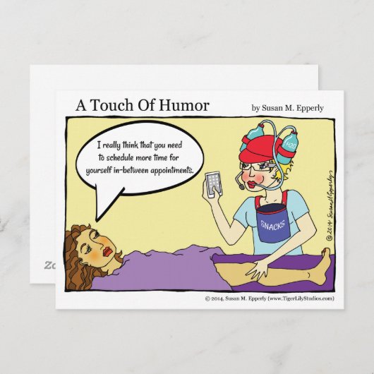 "Eine Touch des Spaßes" Multitasking Massage Comic Postkarte (Vorne/Hinten)