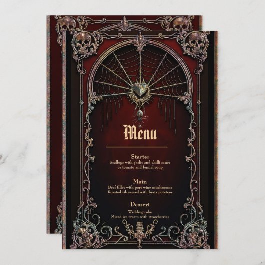 Eine Touch gotischer Magie Menükarte (Vorne/Hinten)