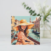 Eine Touristin Venedig Feiertagskarte (Stehend Vorderseite)