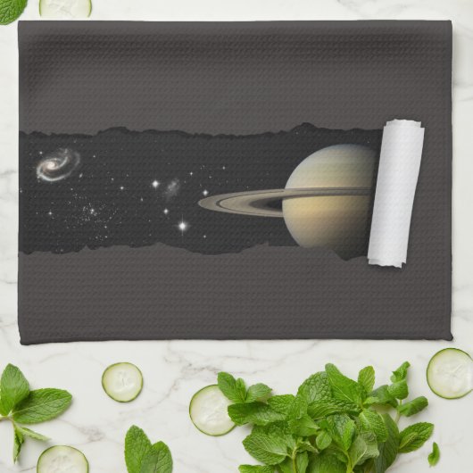 Eine Träne im Weltraum - Saturn Galaxy Elegant - R Geschirrtuch (Gefaltet)