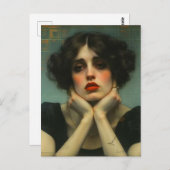 Eine traurige weibliche Imitat Vintag Postkarte (Vorne/Hinten)