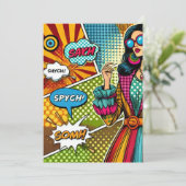 Eine trendige Illustration im Retro-Pop-Stil Einladung (Stehend Vorderseite)