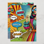 Eine trendige Illustration im Retro-Pop-Stil Einladung (Vorne/Hinten)