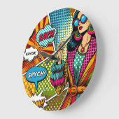 Eine trendige Illustration im Retro-Pop-Stil Große Wanduhr (Winkel)