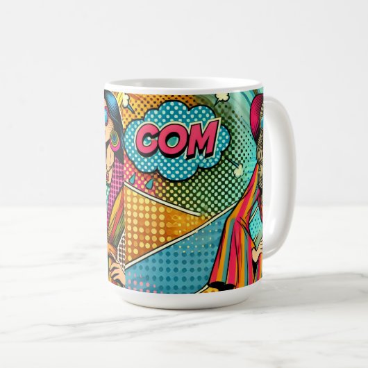 Eine trendige Illustration im Retro-Pop-Stil Kaffeetasse (VorderseiteRechts)