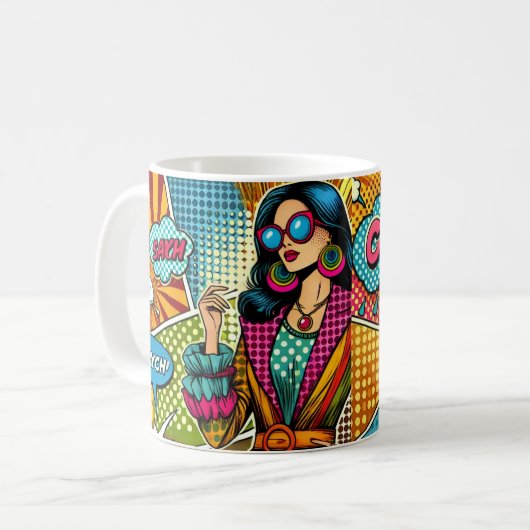 Eine trendige Illustration im Retro-Pop-Stil Kaffeetasse (Vorderseite Links)
