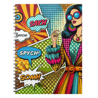 Eine trendige Illustration im Retro-Pop-Stil Notizblock