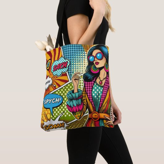 Eine trendige Illustration im Retro-Pop-Stil Tasche (Von Nahem)