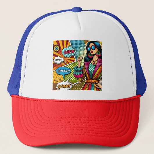 Eine trendige Illustration im Retro-Pop-Stil Truckerkappe (Vorderseite)