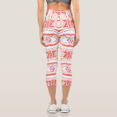 Eine trendige rote und weiße Stoffstruktur Capri Leggings (Rückseite)