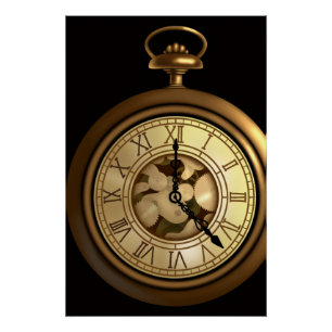 Eine trendige Steampunk-Uhr Poster