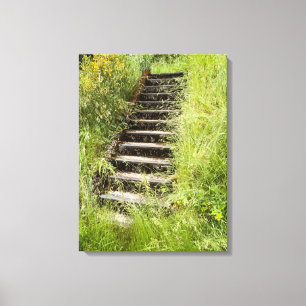 Eine Treppe im Gras Leinwanddruck