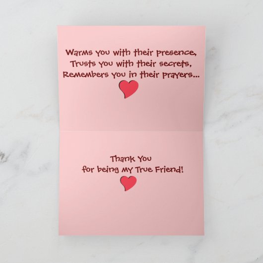 Eine True Friend Card Dankeskarte (Innenseite)