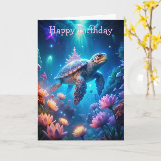 Eine Turtle Birthday Card Karte (Gelbe Blume)