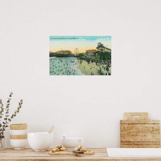 Eine typische Badekulisse am Strand Poster (Küche)