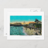Eine typische Badekulisse an Long Beach Postkarte (Vorne/Hinten)