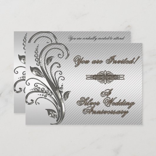 Eine UAWG Einladungskarte zum 25. Hochzeitstag Einladung (Vorne/Hinten)